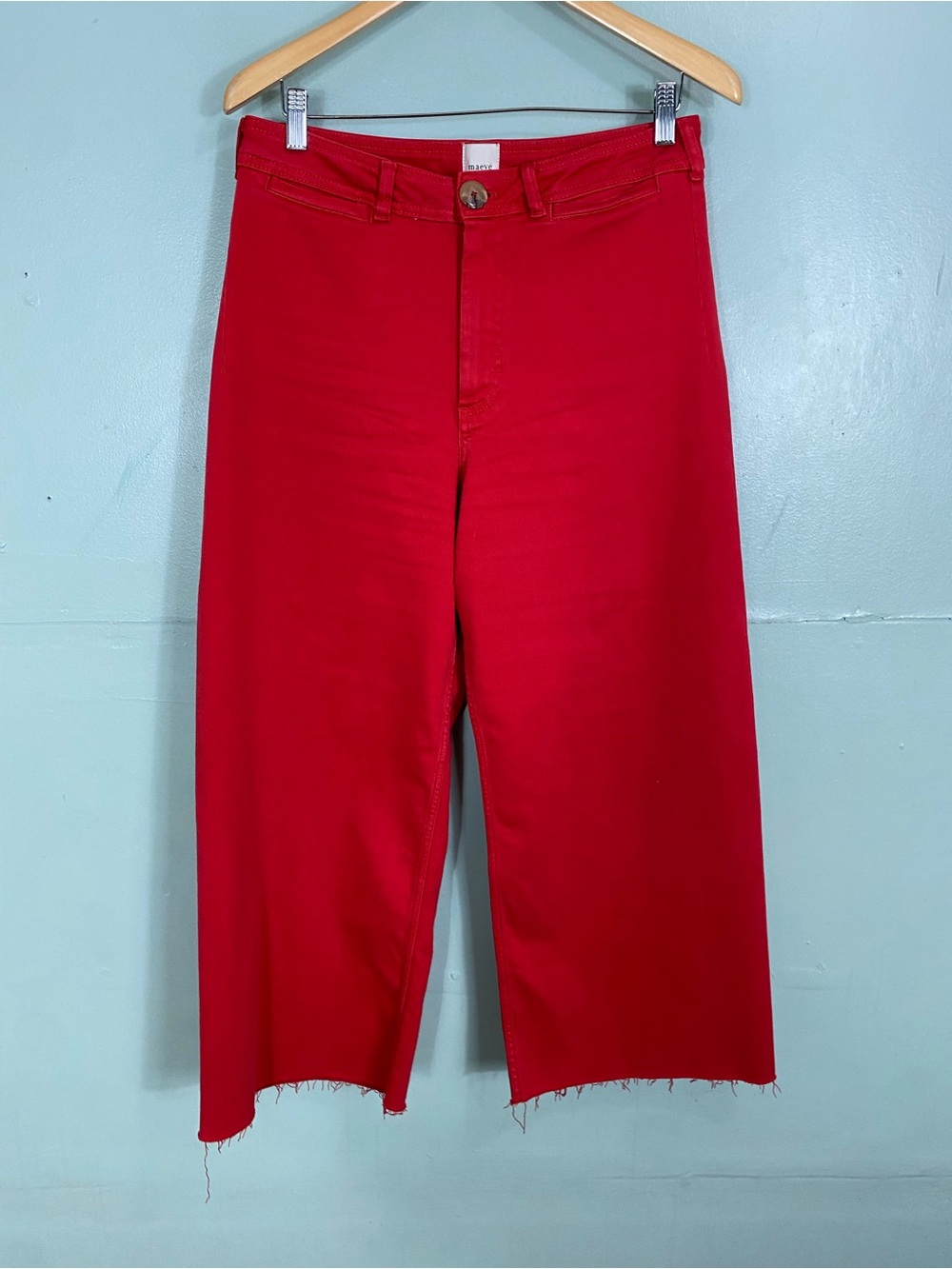 Anthropologie Maeve Red Wide Leg Jeans Size 31
